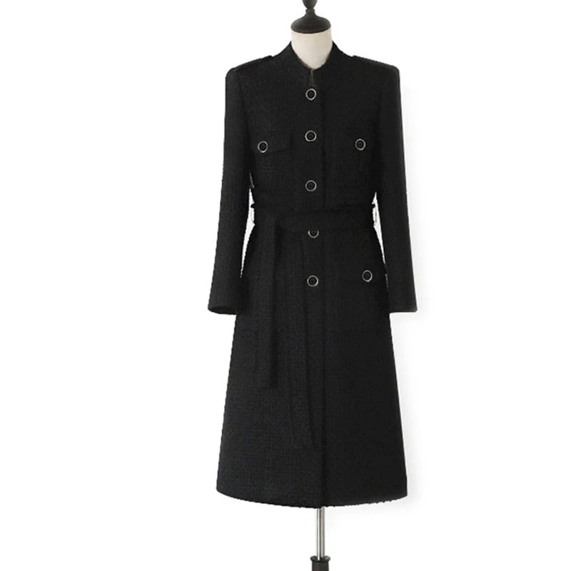 Black woolen coat Long autumn /winter women's coat Business ladies one-piece Wool classic Ladies jacket coat new