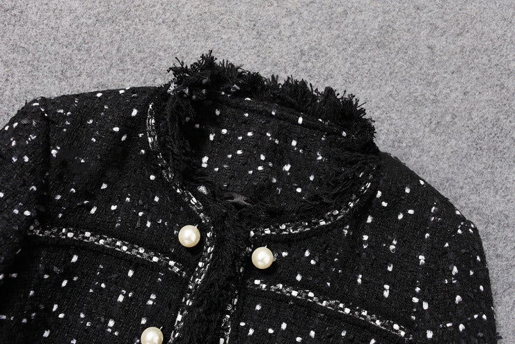 Black Tweed Jacket spring / autumn /winter women's jacket coat classic ladies wild ladies bright wire braided tweed jacket