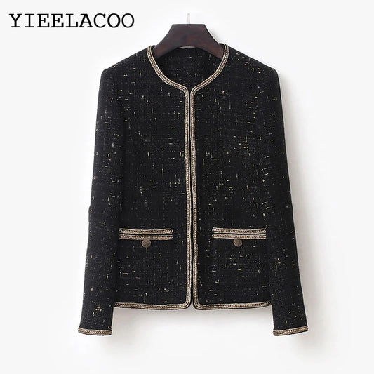 Ladies black heavy industry sequined tweed short coat new spring and autumn all-match women's small fragrance top