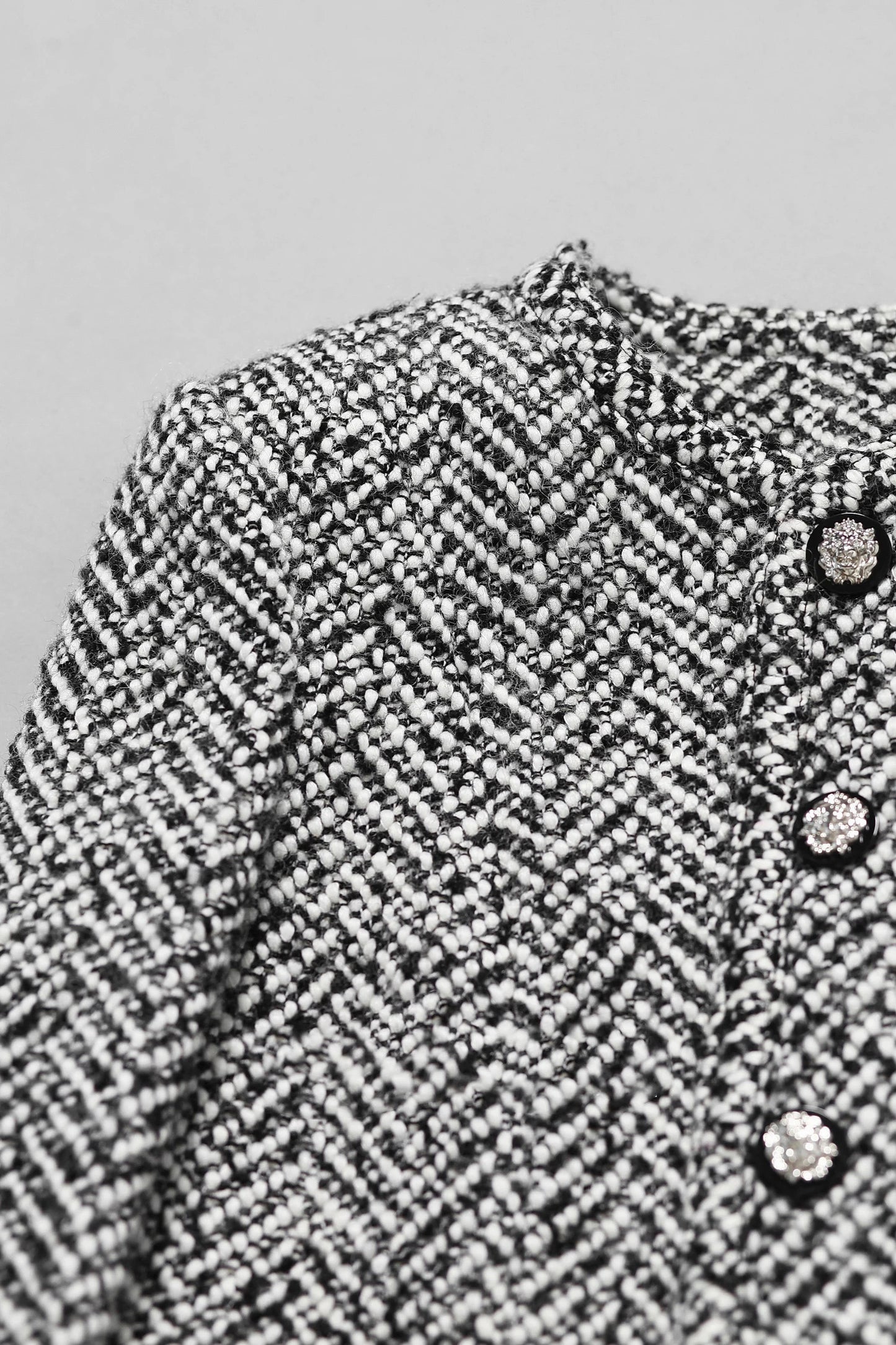 Grey  women's tweed jacket herringbone pattern autumn/winter socialite woven short slimming fragrant style jacket commuting top